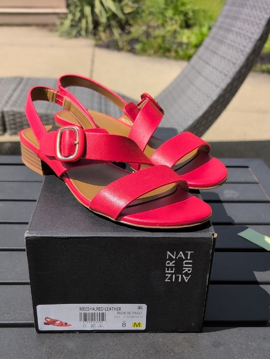 Naturalizer Shoes - Naturalizer Red Leather Slingback Sandals with Buckle